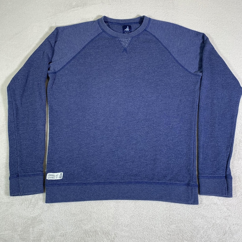 Johnnie-O Sweatshirt Mens Medium Blue Raglan Crewneck Pullover Knit Logo Patch